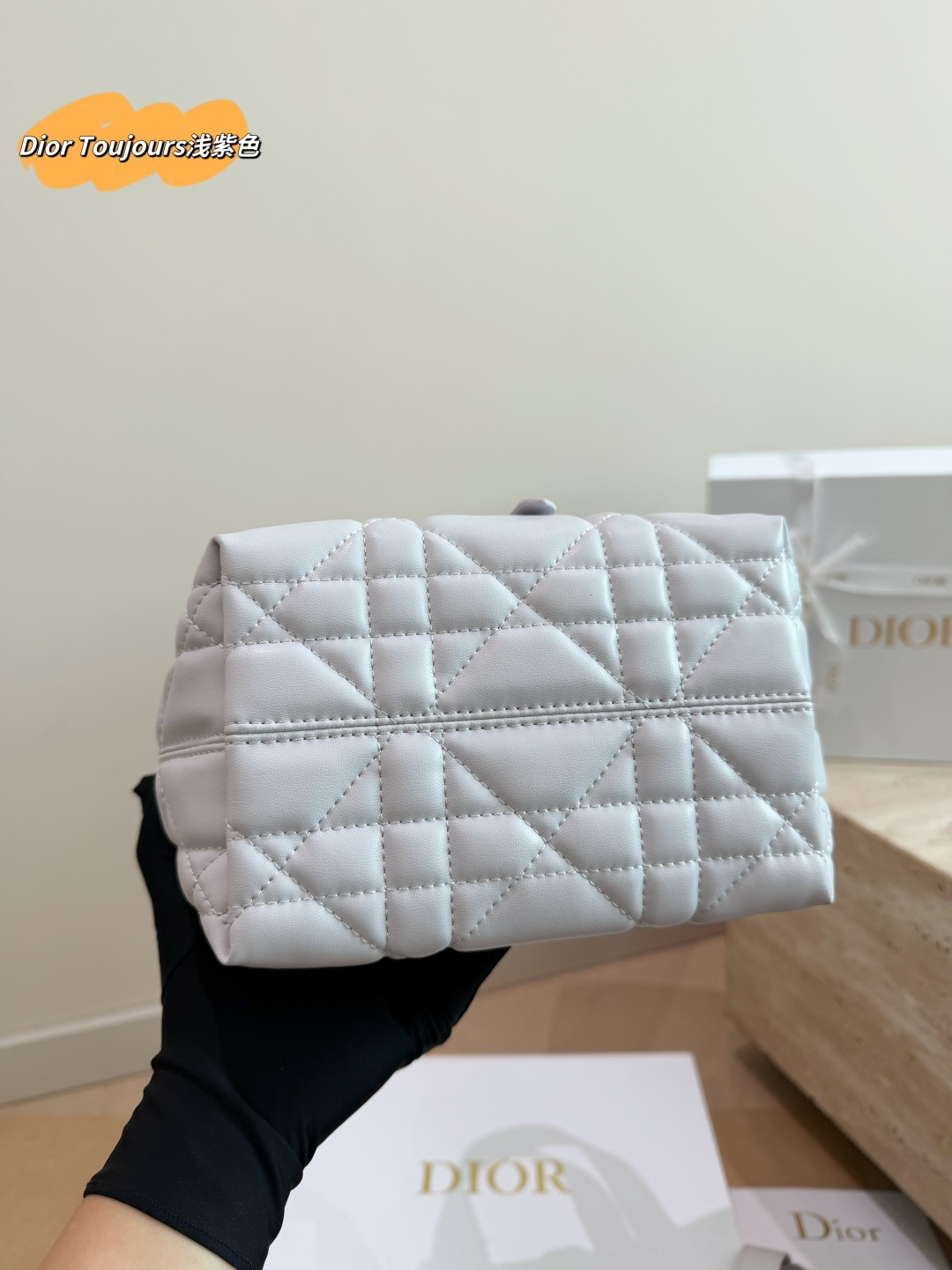 Dior Toujours Vertical Tote Bag in Lilac Cannage Leather (17x19cm)