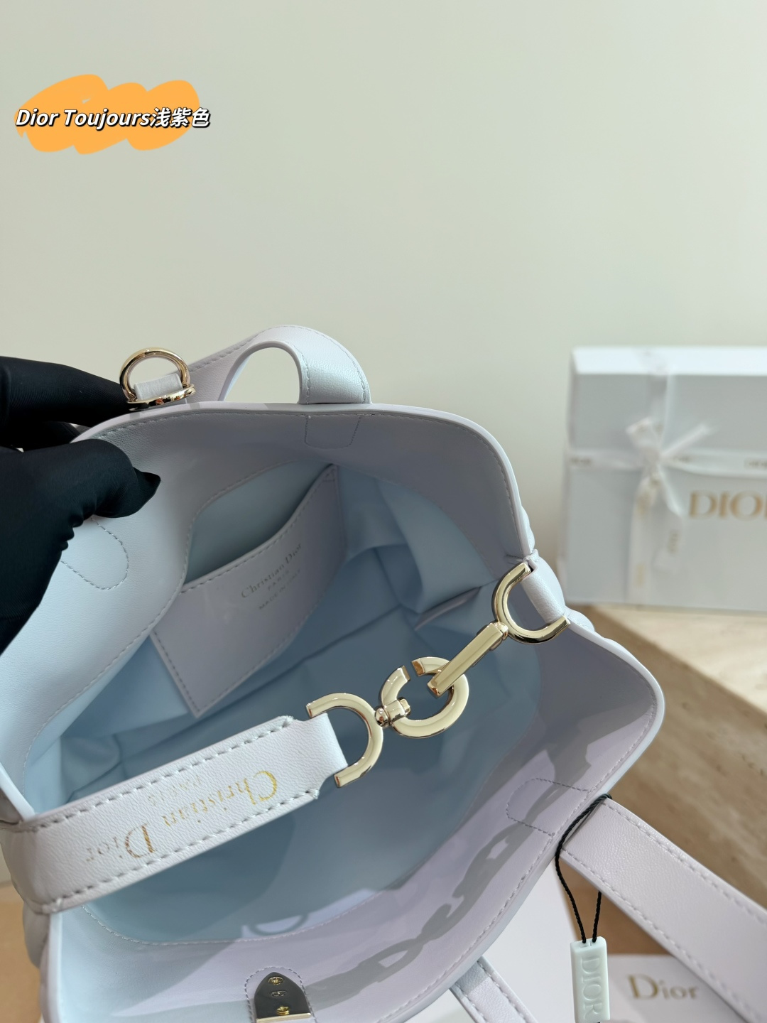 Dior Toujours Vertical Tote Bag in Lilac Cannage Leather (17x19cm)
