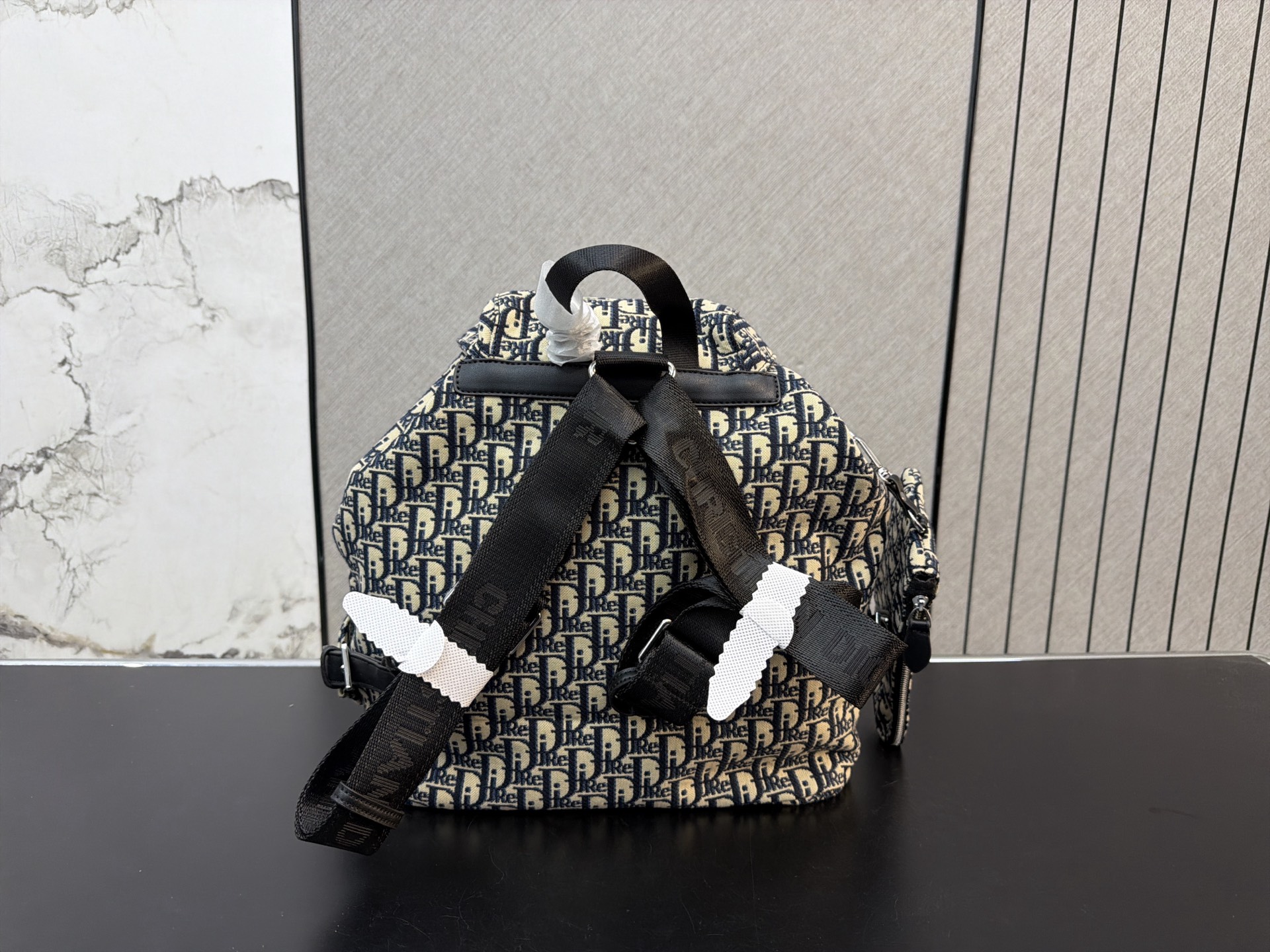 Dior Oblique Jacquard Backpack with Black Leather Trim (32x28cm) - With Dust Bag