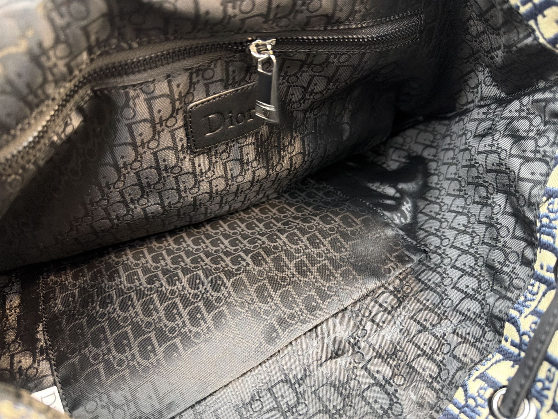 Dior Oblique Jacquard Backpack with Black Leather Trim (32x28cm) - With Dust Bag