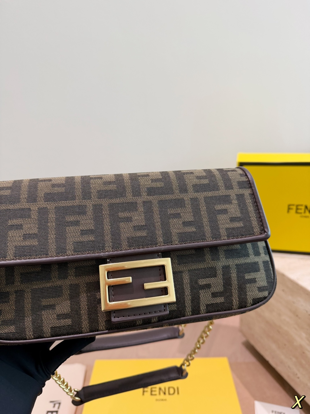 Fendi FF Monogram Canvas Underarm Bag (Zipped Vintage Baguette Style)