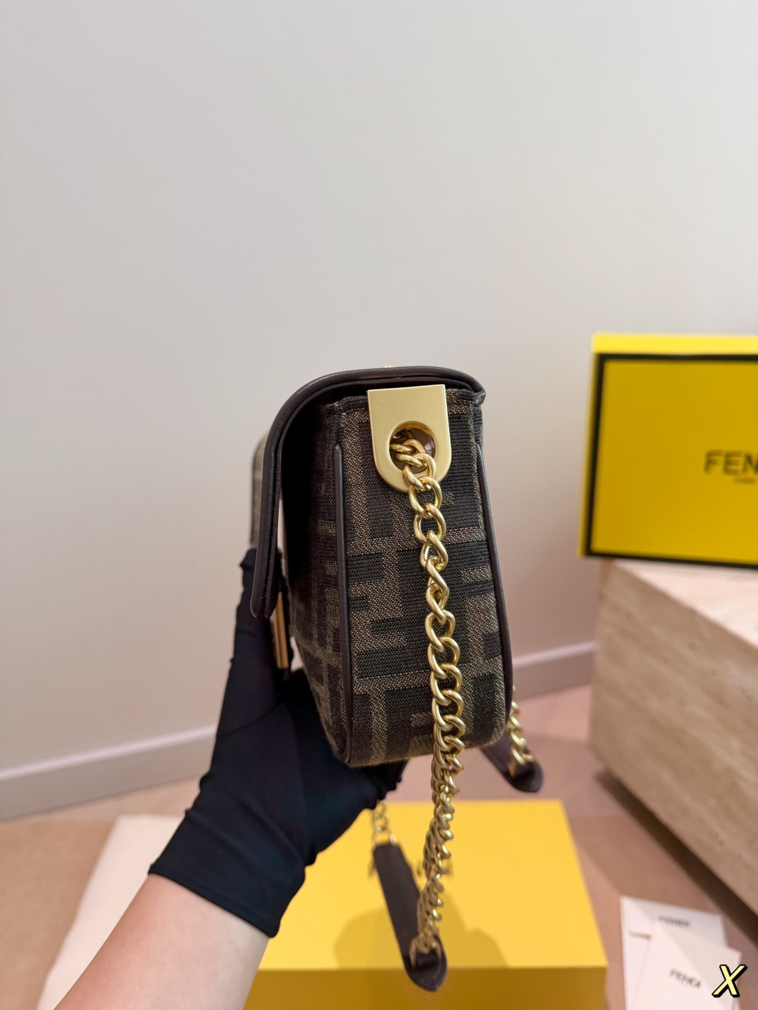 Fendi FF Monogram Canvas Underarm Bag (Zipped Vintage Baguette Style)