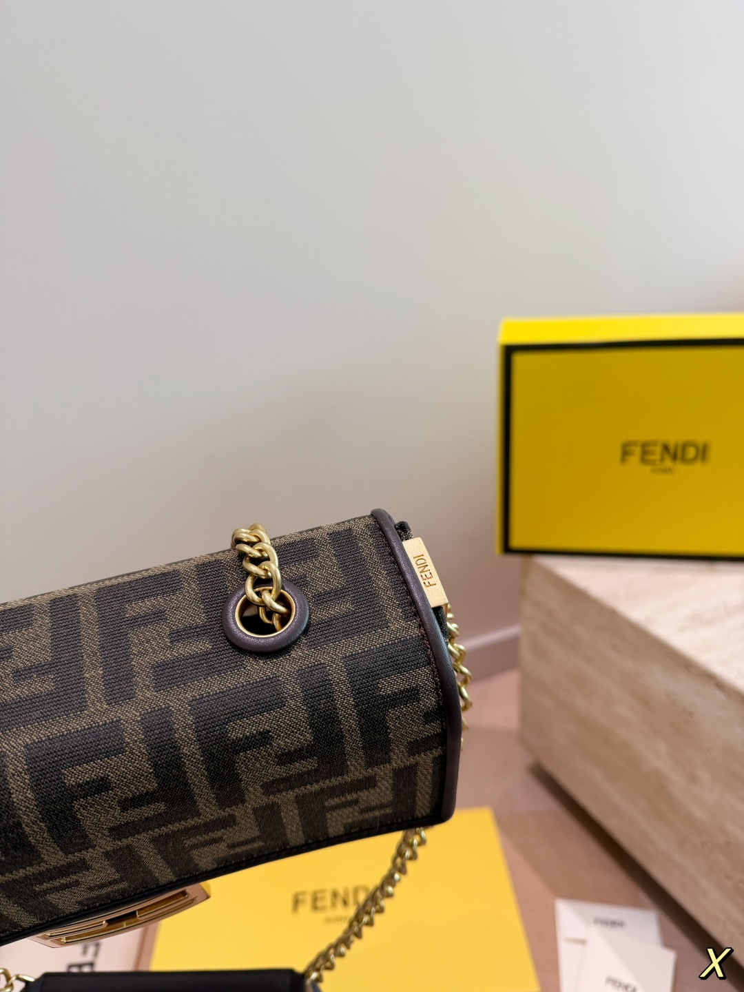 Fendi FF Monogram Canvas Underarm Bag (Zipped Vintage Baguette Style)