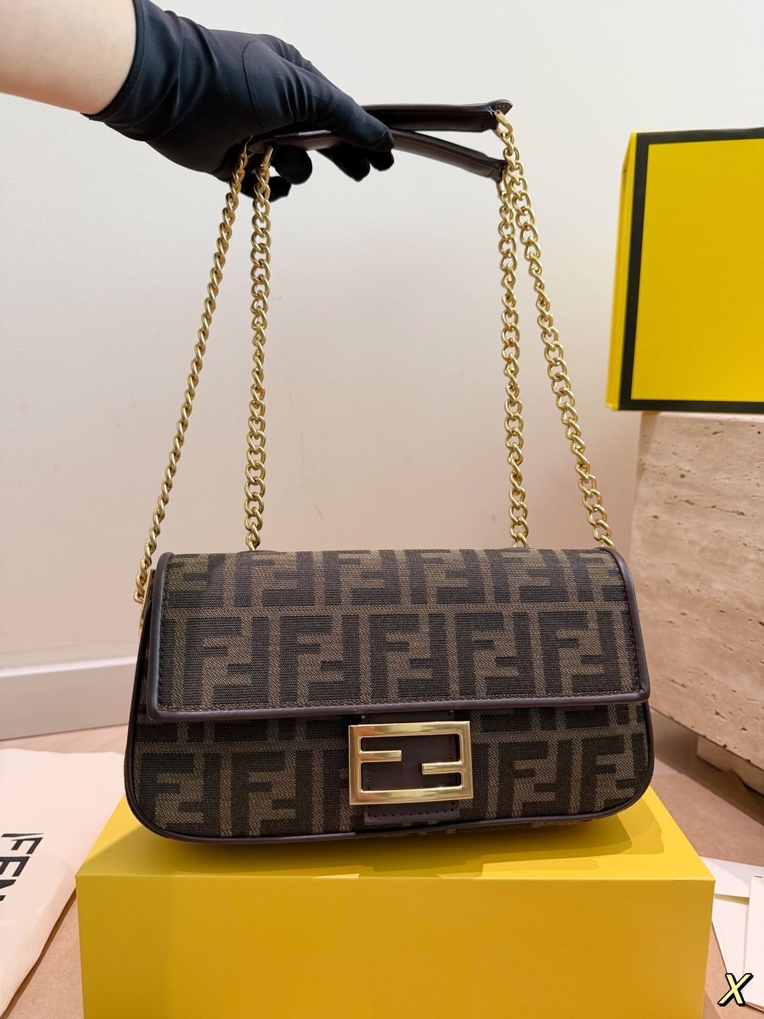 Fendi FF Monogram Canvas Underarm Bag (Zipped Vintage Baguette Style)