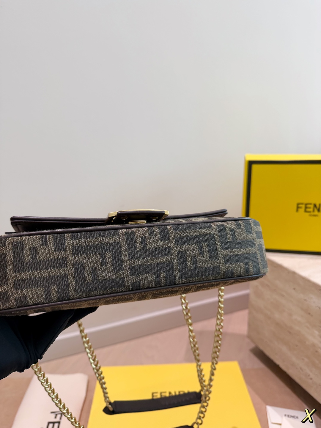 Fendi FF Monogram Canvas Underarm Bag (Zipped Vintage Baguette Style)