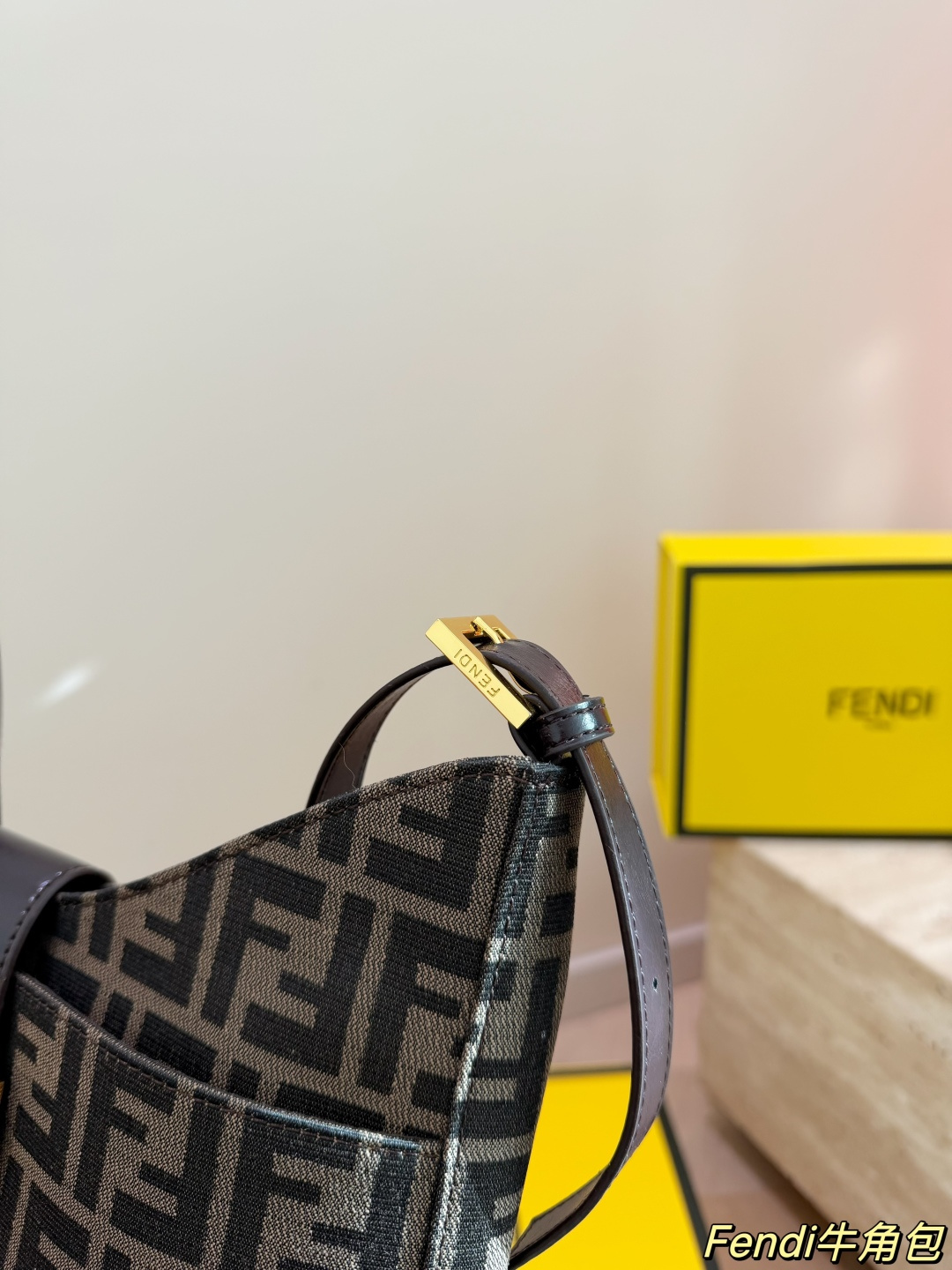 Fendi FF Monogram Canvas Croissant Bag (Vintage Style with Dual Straps)
