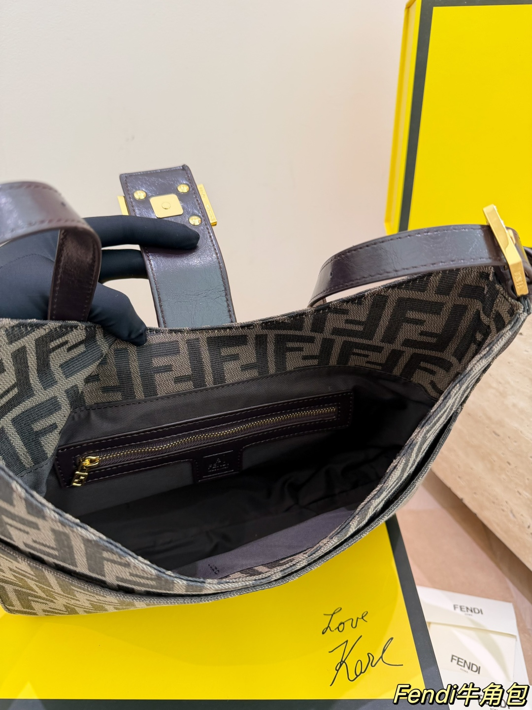 Fendi FF Monogram Canvas Croissant Bag (Vintage Style with Dual Straps)