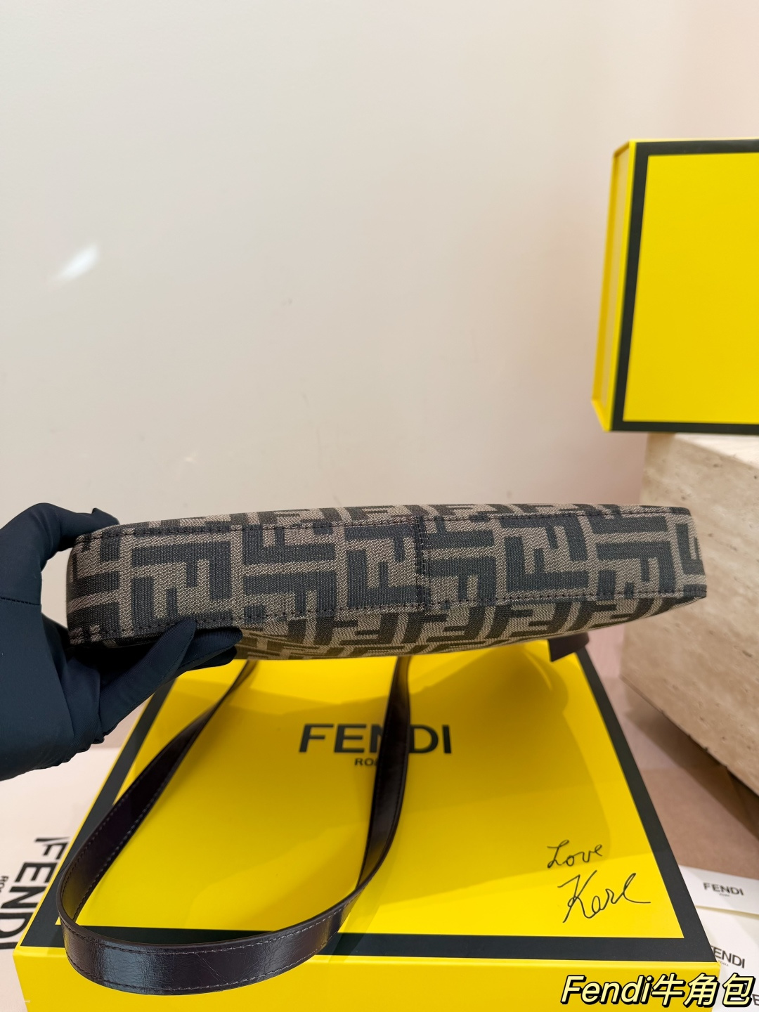 Fendi FF Monogram Canvas Croissant Bag (Vintage Style with Dual Straps)