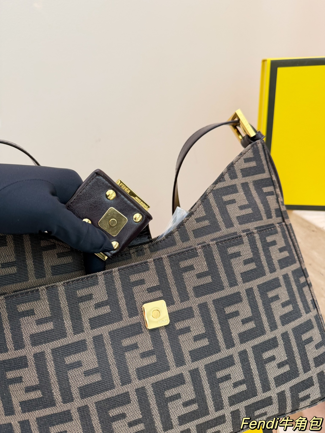 Fendi FF Monogram Canvas Croissant Bag (Vintage Style with Dual Straps)