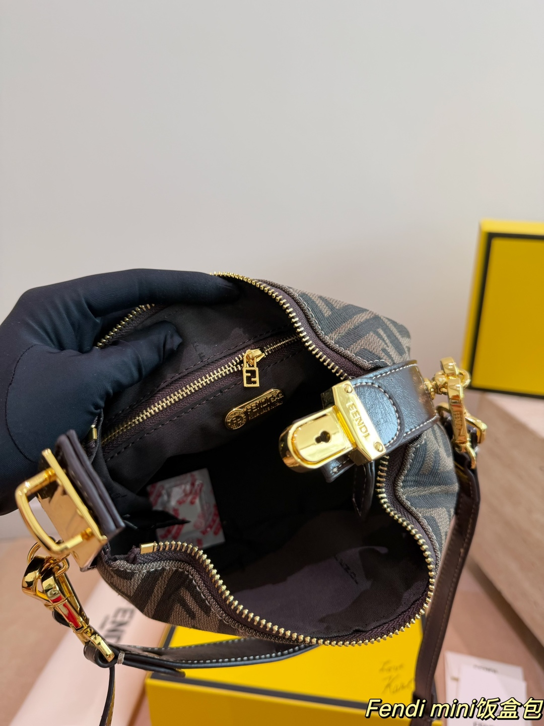 Fendi FF Monogram Mini Vanity Case Bento Bag (Top Handle & Crossbody)